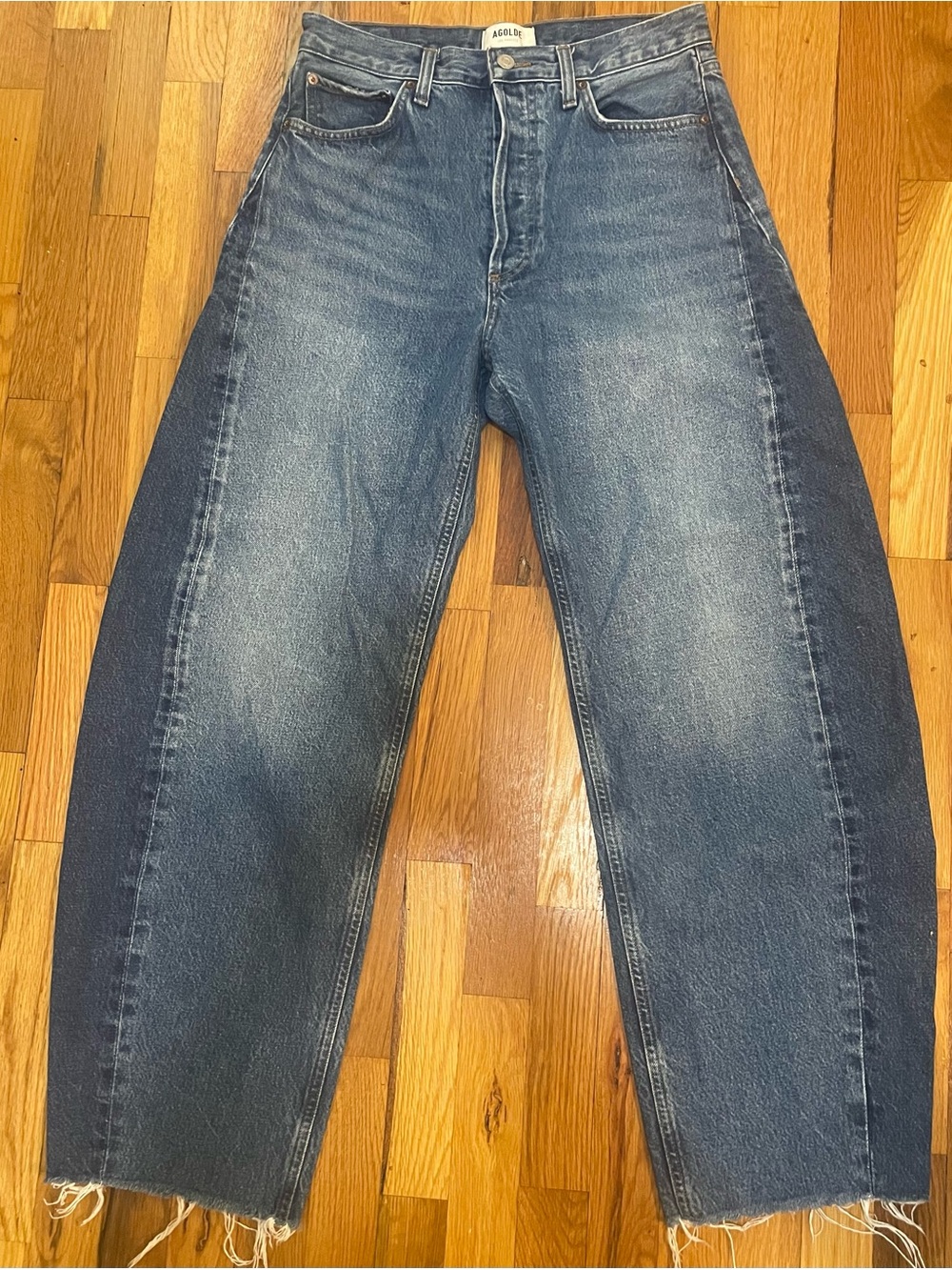 AGOLDE Luna Pieced High Rise Barrel Jeans Split Wash 28 - Picture 6 of 8